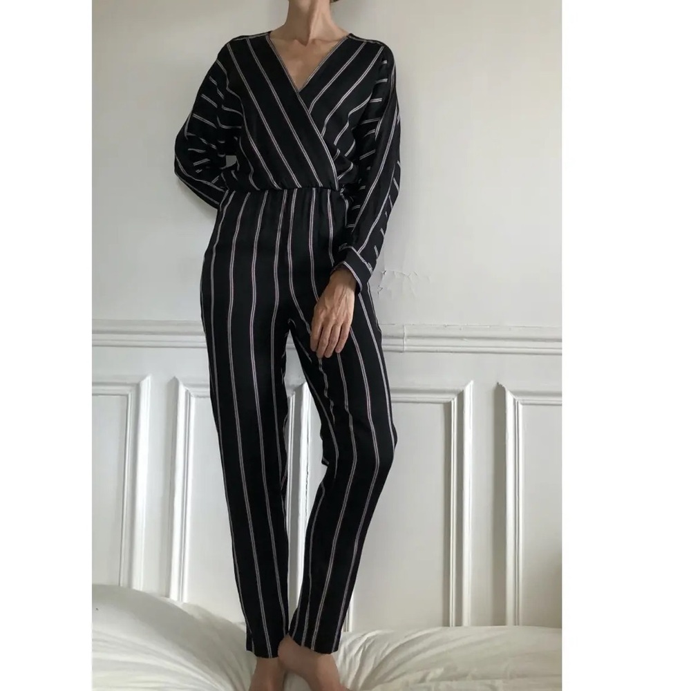 Maje Pandomi Striped Crossover Jumpsuit